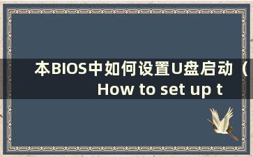 本BIOS中如何设置U盘启动（How to set up the USB disk boot item in this BIOS）